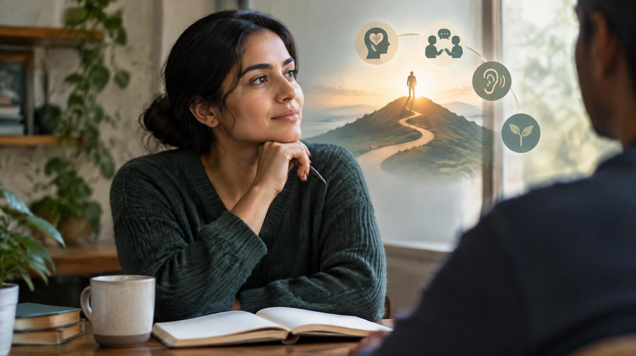 person reflecting after talk