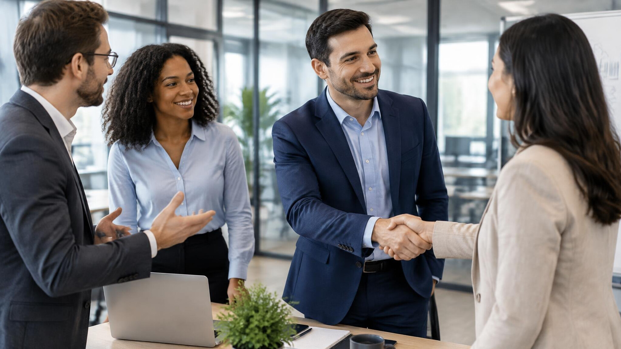 man gesturing during business talk
