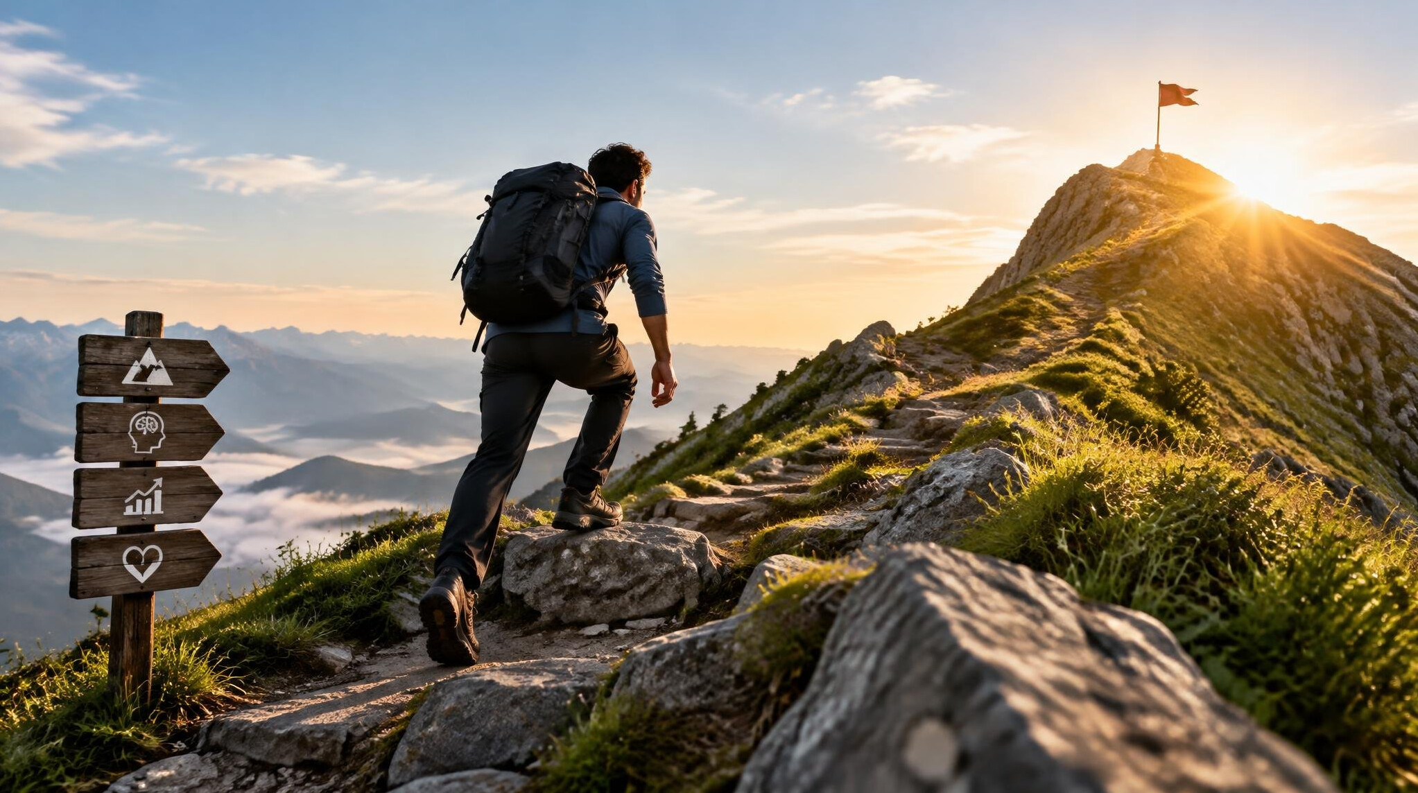 person climbing mountain