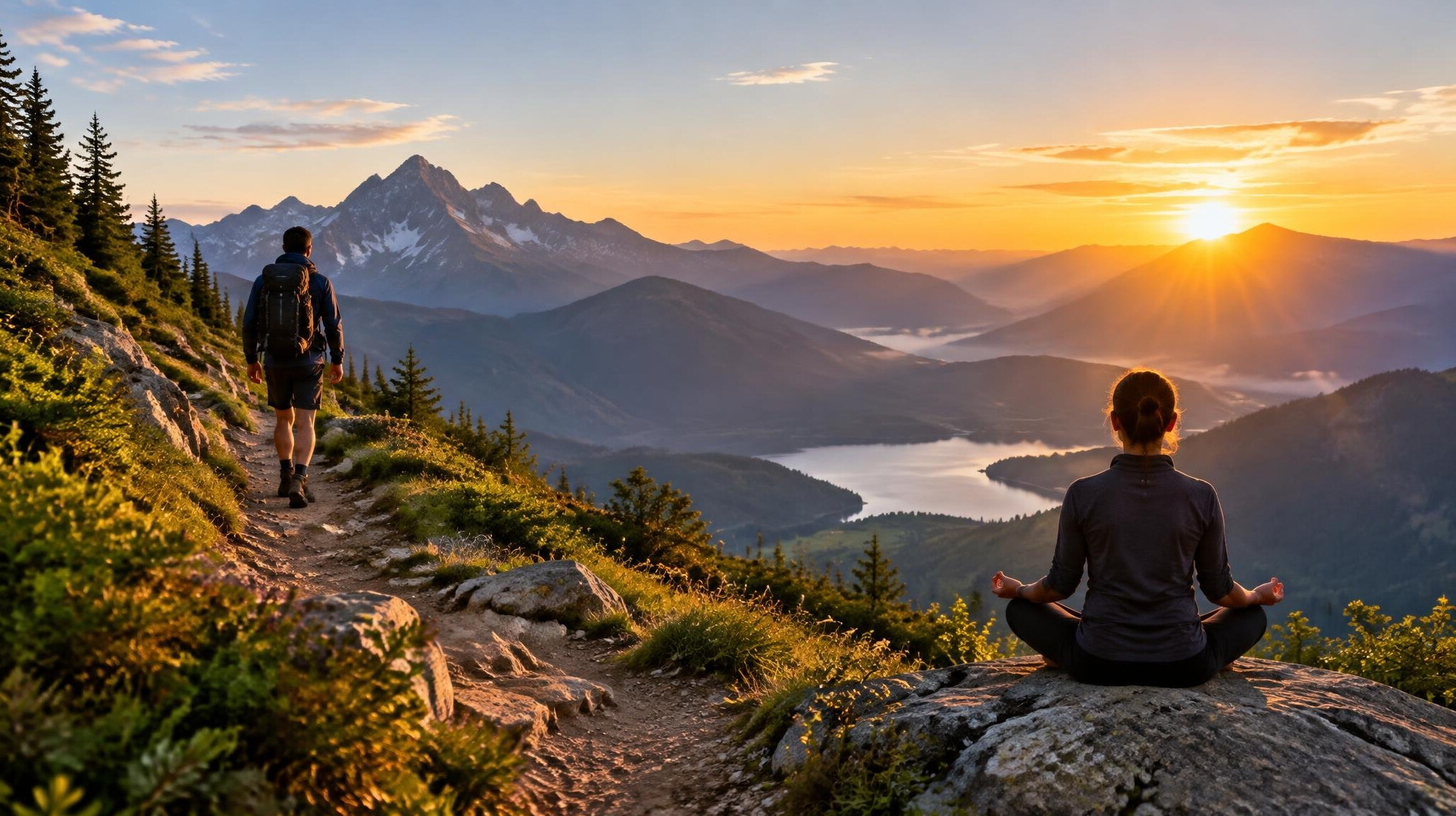 person hiking trail